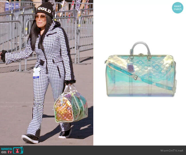 Louis Vuitton Monogram Prism Keepall Bandouliere 50 Bag worn by Jen Shah on The Real Housewives of Salt Lake City