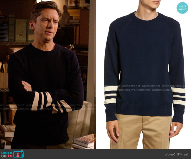 Norse Projects Fridolf Stripe Crew Sweater worn by Tom (Topher Grace) on Home Economics