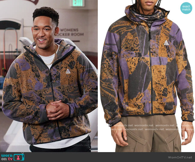 Nike Therma-FIT ACG Wolf Tree Full Zip Hoodie worn by Damon (Peyton Alex Smith) on All American Homecoming