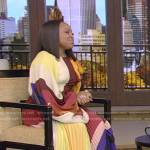Quinta Brunson’s colorblock pleated maxi dress on Live with Kelly and Ryan