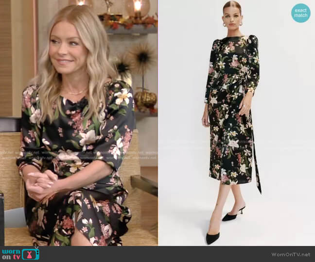Reformation Cassis Silk Dress worn by Kelly Ripa on Live with Kelly and Ryan
