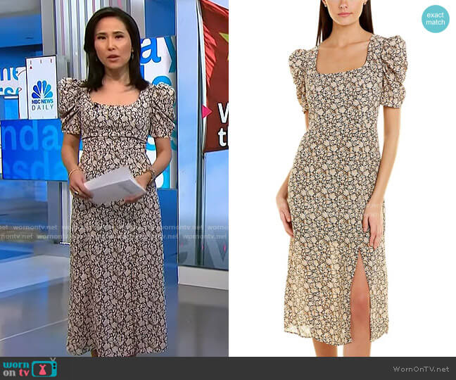Sam Edelman Short Sleeve Midi Dress worn by Vicky Nguyen on NBC News Daily