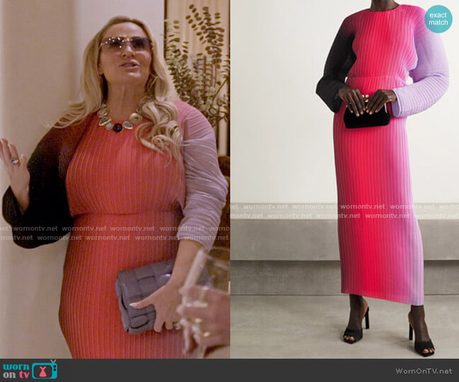 Solace London Mirabelle Ombre Plisse-chiffon Maxi Dress worn by Heather Gay on The Real Housewives of Salt Lake City