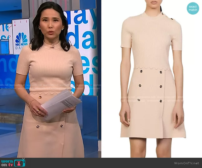 Sandro Alyssa Knit Fit-&-Flare Dress worn by Vicky Nguyen on NBC News Daily