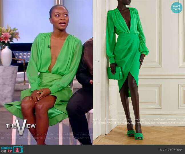  Gathered silk-chiffon and mesh bodysuit and Skirt Sergio Hudson worn by Danielle Deadwyler on The View