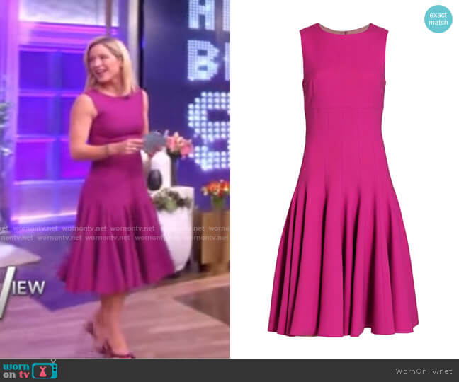 Sergio Hudson Seamed Sleeveless Pleated Dress worn by Sara Haines on The View