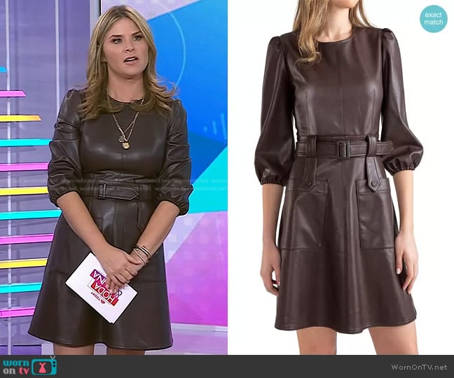 Shoshanna Broome Faux Leather Dress worn by Jenna Bush Hager on Today