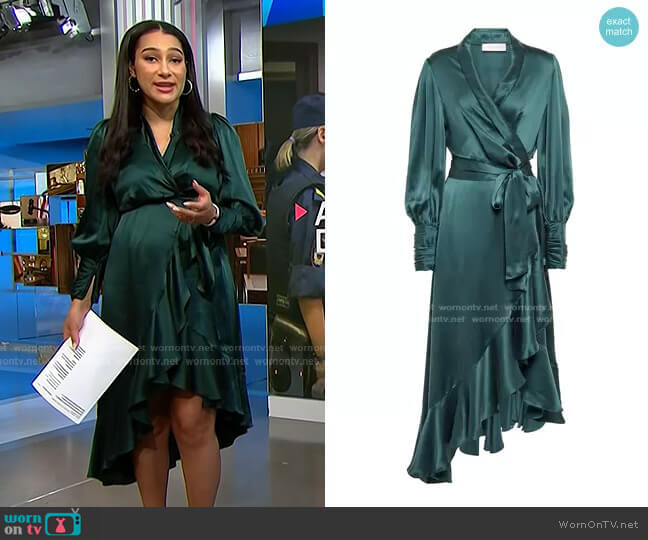 Zimmermann Silk Wrap Midi Dress worn by Morgan Radford on NBC News Daily