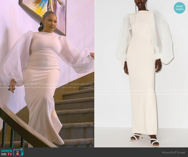 Solace London Ziya Puff-Sleeve Evening Dress worn by Garcelle Beauvais on The Real Housewives of Beverly Hills
