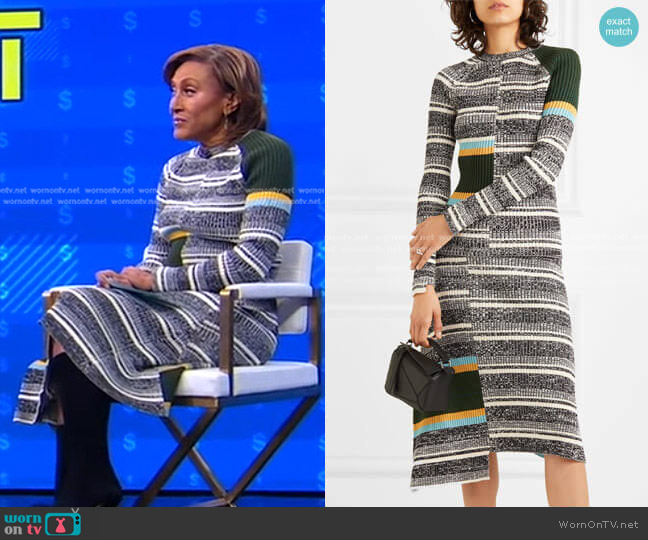 Striped Ribbed Sweater and Skirt by Victoria Beckham worn by Robin Roberts on Good Morning America