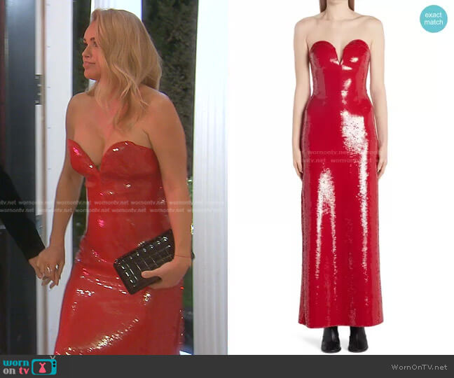 Bottega Veneta Sweetheart Neck Sequin Strapless Gown worn by Diana Jenkins on The Real Housewives of Beverly Hills