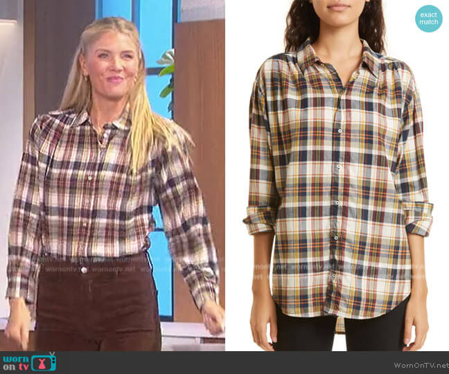 The Great The Society Plaid Button-Up Shirt worn by Amanda Kloots on The Talk