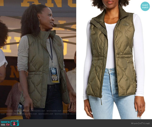 North Face Westcliffe Water Repellent Down Vest worn by Grace James (Karimah Westbrook) on All American