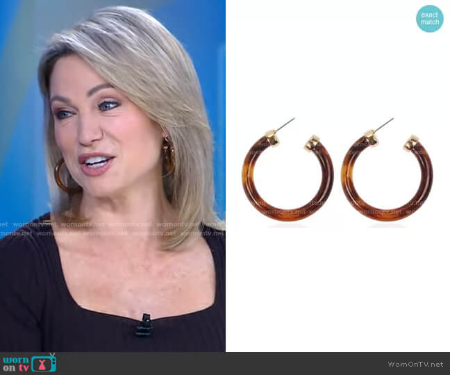 Accessory Concierge Tortoise Harper Hoops worn by Amy Robach on Good Morning America