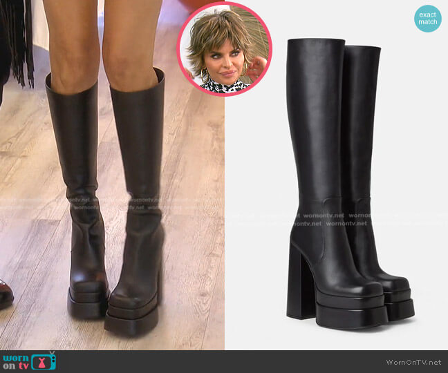 Versace La Medusa Platform Boots worn by Lisa Rinna on The Real Housewives of Beverly Hills