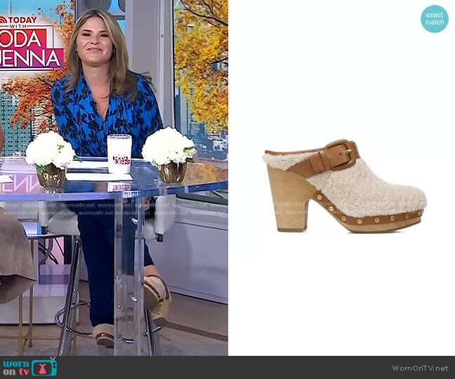 Veronica Beard Dacey Shearling Mules worn by Jenna Bush Hager on Today
