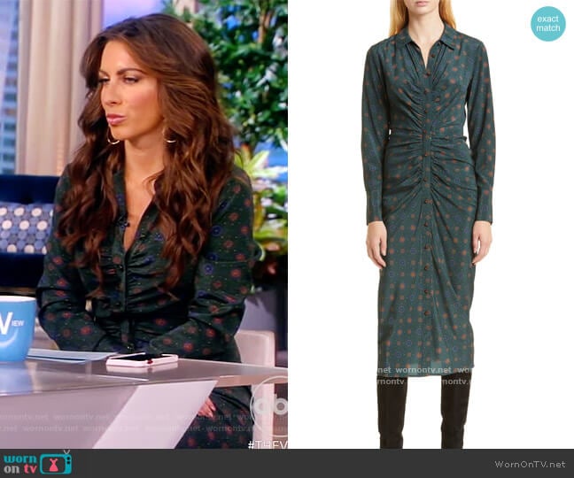 Veronica Beard Mesika Long Sleeve Stretch Silk Midi Shirtdress worn by Alyssa Farah Griffin on The View