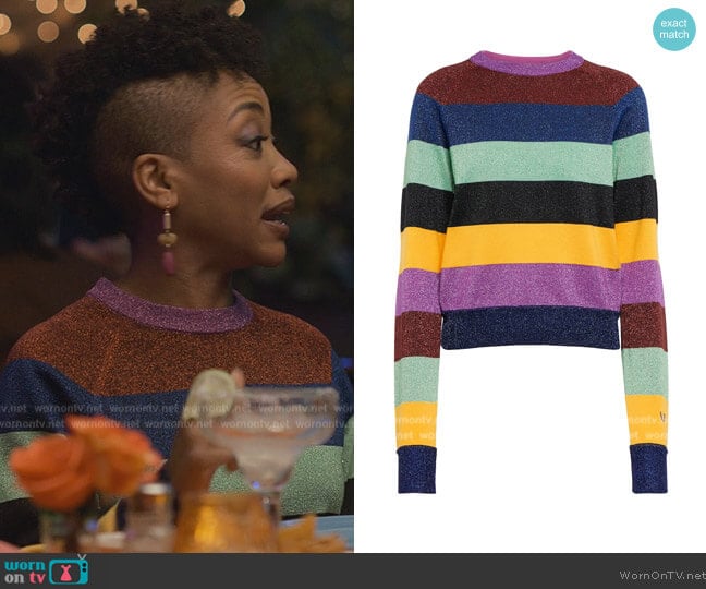 Victoria Beckham Striped metallic sweater worn by Tiffany Yvonne Cox (Tiffany Yvonne Cox) on Reasonable Doubt