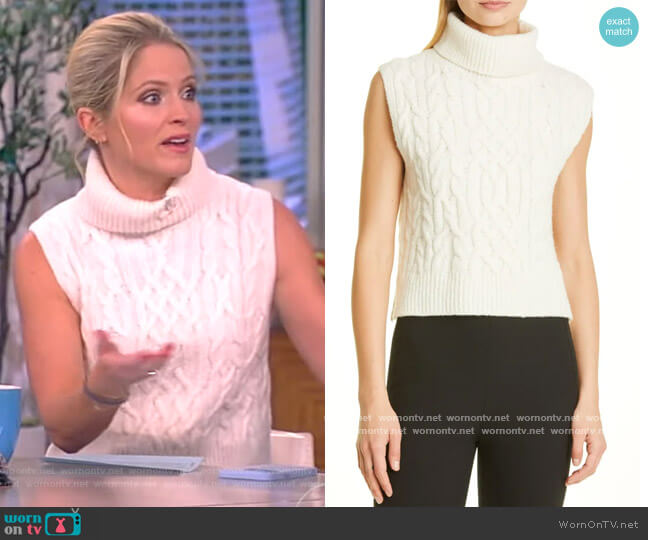 Vince Twisted Cable-Knit Wool Shell worn by Sara Haines on The View
