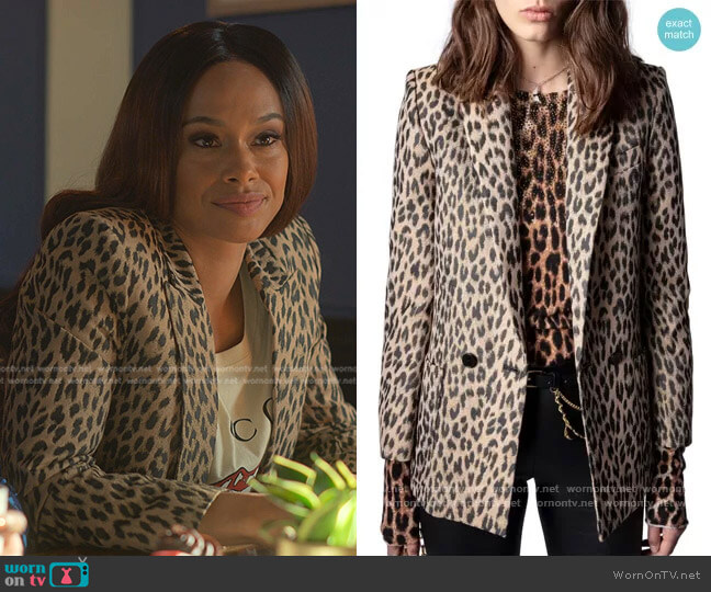 Zadig and Voltaire Visko Leopard Print Blazer worn by Shanelle Tucker (Shannon Kane) on Reasonable Doubt