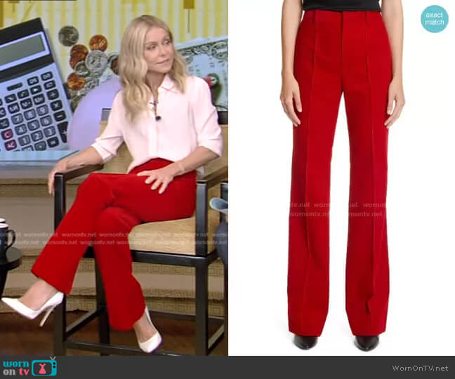 Saint Laurent Wide Leg Corduroy Pants worn by Kelly Ripa on Live with Kelly and Ryan