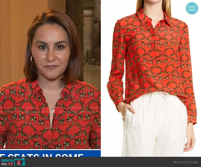 Alice + Olivia Willa Leopard Print Silk Blouse worn by Ali Vitali on NBC News Daily