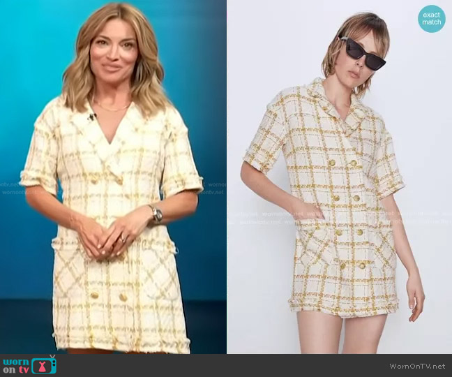 WornOnTV: Kit’s white plaid tweed dress on Access Hollywood | Kit ...