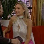 Abby’s metallic tie neck top on The Young and the Restless