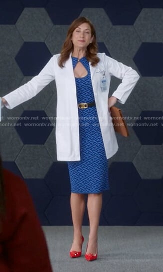 Addison’s blue geometric cutout dress on Greys Anatomy