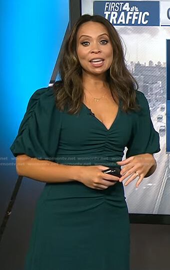 Adelle’s green ruched dress on Today