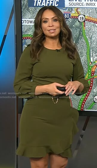 Adelle's green ruffle trim dress on Today