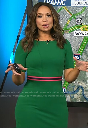 Adelle's green striped trim dress on Today