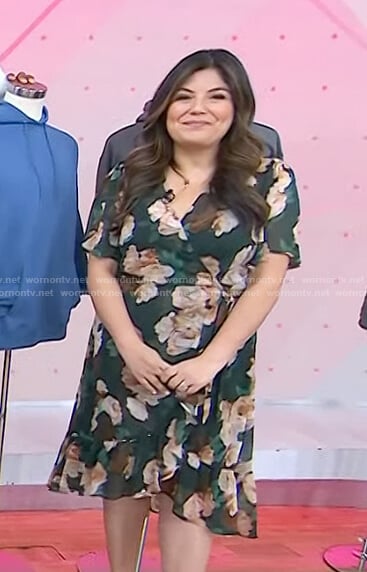 WornOnTV: Adrianna’s green floral wrap dress on Today | Adrianna ...