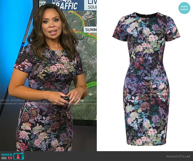 Adrianna Papell Floral Sheath Dress worn by Adelle Caballero on Today