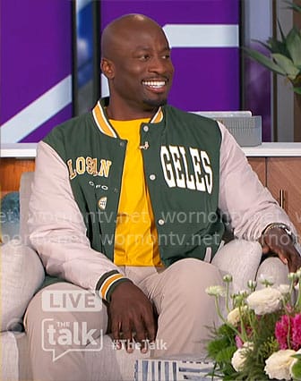 Akbar's green bomber jacket on The Talk