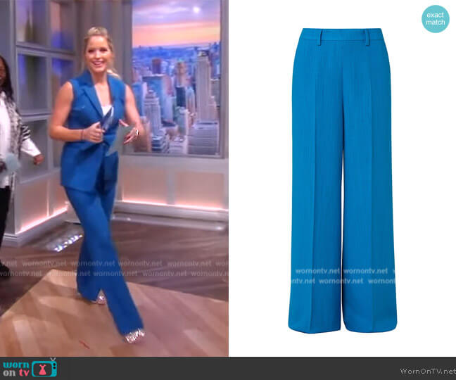 Akris Linen-Wool Crepe Wide Flare-Leg Pants worn by Sara Haines on The View