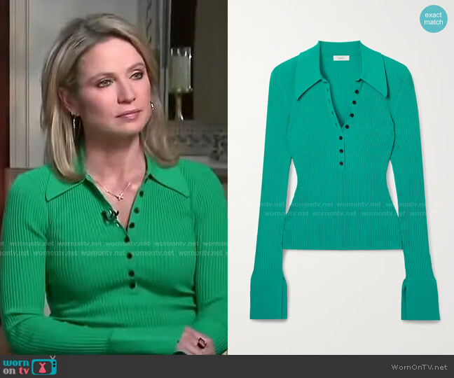 A.L.C. Eleanor Sweater in Jade worn by Amy Robach on Good Morning America