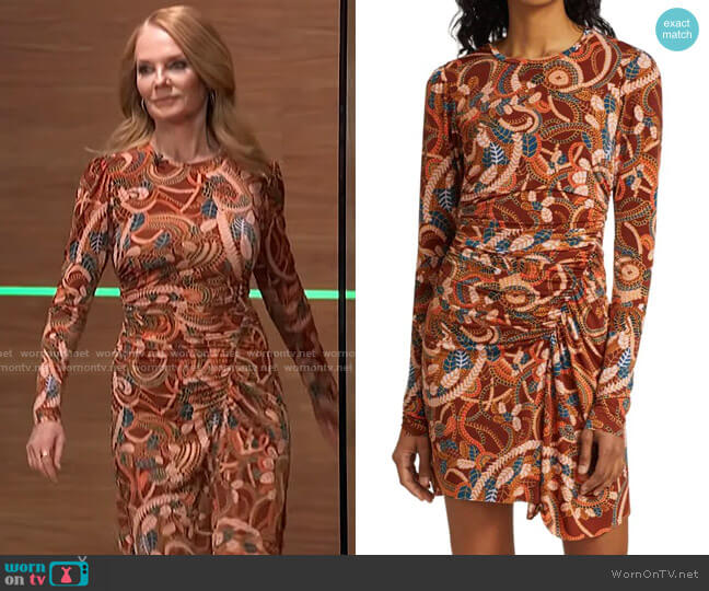 A.L.C. Maryn Draped Mini Dress worn by Marg Helgenberger on Access Hollywood