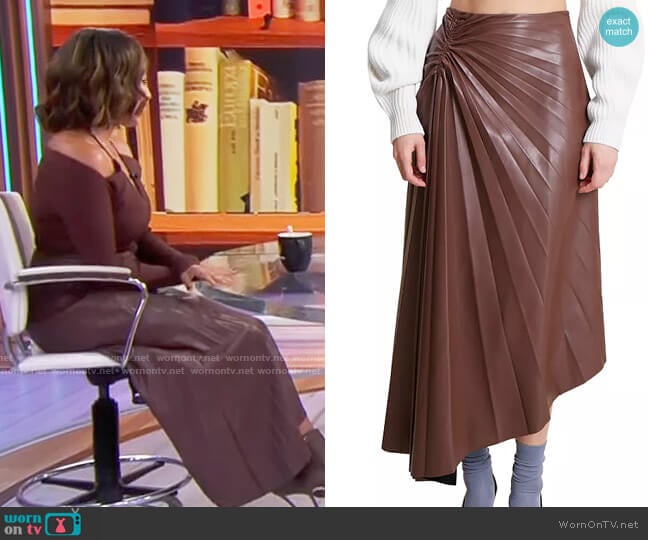 A.L.C. Tracy Faux Leather Skirt worn by Tamera Mowry-Housley on CBS Mornings