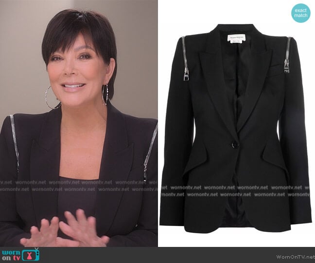 Alexander McQueen Zip Detail Jacket worn by Kris Jenner (Kris Jenner) on The Kardashians