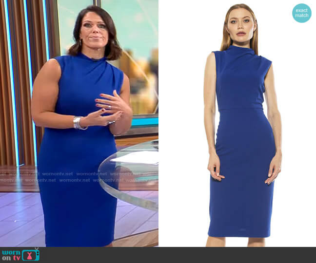 Alexia Admor Sofia Dress in Lapis worn by Dana Jacobson on CBS Mornings
