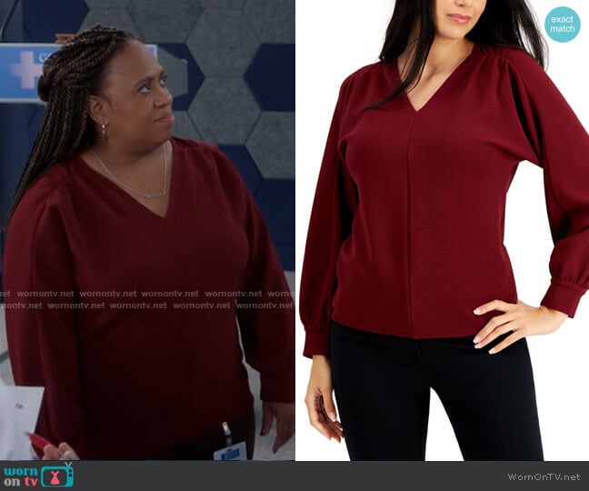 Alfani Long Sleeve V-Neck Top worn by Miranda Bailey (Chandra Wilson) on Greys Anatomy