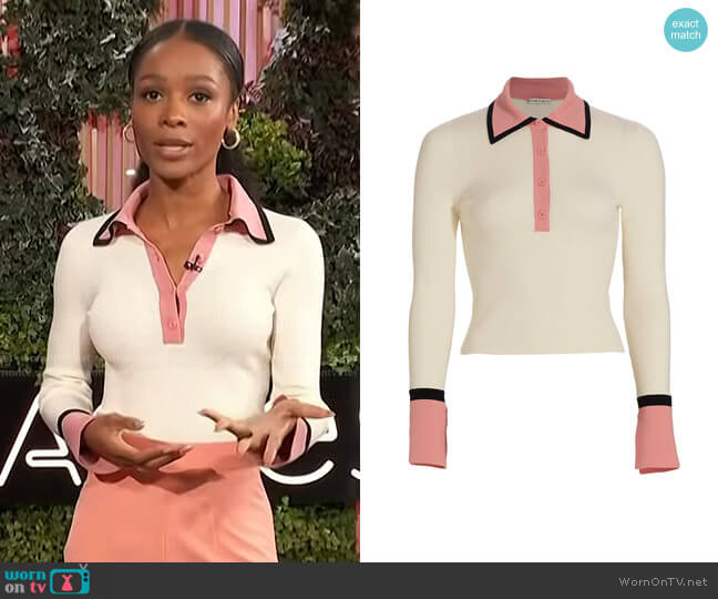 Alice + Olivia Pia Ribbed Wool Sweater worn by Zuri Hall on Access Hollywood