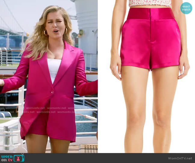 Alice + Olivia Cady Shorts in Raspberry worn by Rebecca Romijn on The Real Love Boat