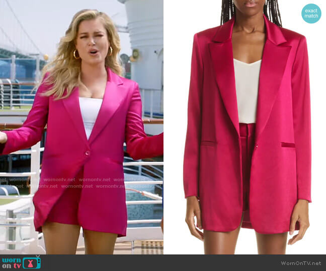 Alice + Olivia Denny Blazer in Raspberry worn by Rebecca Romijn on The Real Love Boat