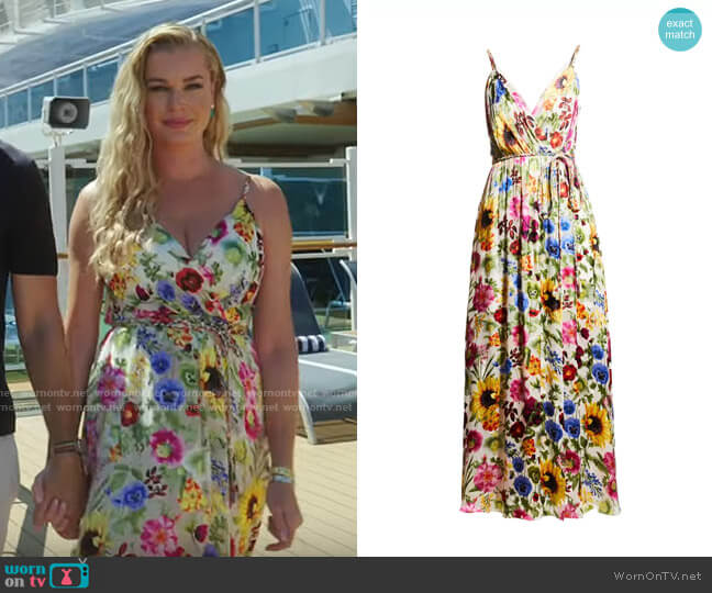 Alice + Olivia Samantha Dress in Sunday Stroll worn by Rebecca Romijn on The Real Love Boat