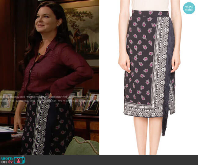 Altuzarra Jude Floral Bandana Wrap Skirt worn by Katie Logan (Heather Tom) on The Bold and the Beautiful