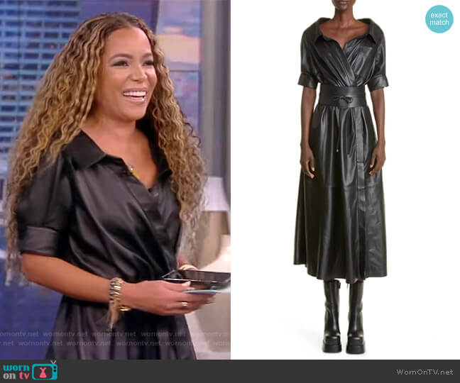 Altuzarra Lydia Lambskin Leather Shirtdress worn by Sunny Hostin on The View