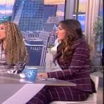 Alyssa’s purple plaid blazer and pants on The View