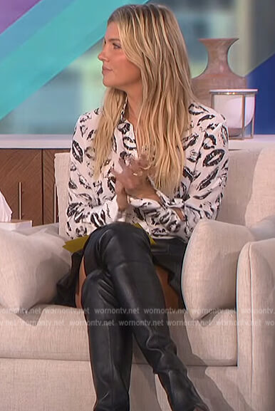 Amanda's printed blouse and skirt on The Talk